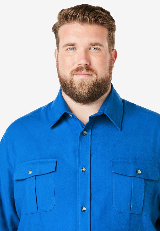 KingSize Mens Big /& Tall Solid Double-Brushed Flannel Shirt